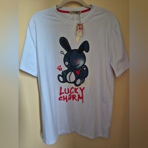 Black Keys Lucky Charm Tee Patch White Denim -‎ Mens Size Medium